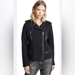 NEW w/TAGS CHASER Women's Asymmetric Zip Jersey Knit Black Moto Jacket Size Med.